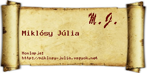 Miklósy Júlia névjegykártya